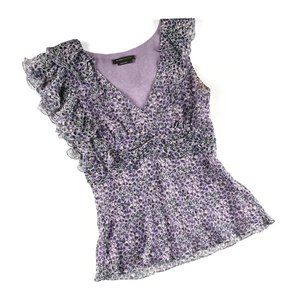 BCBGMAXAZRIA SILK RUFFLED BLOUSE